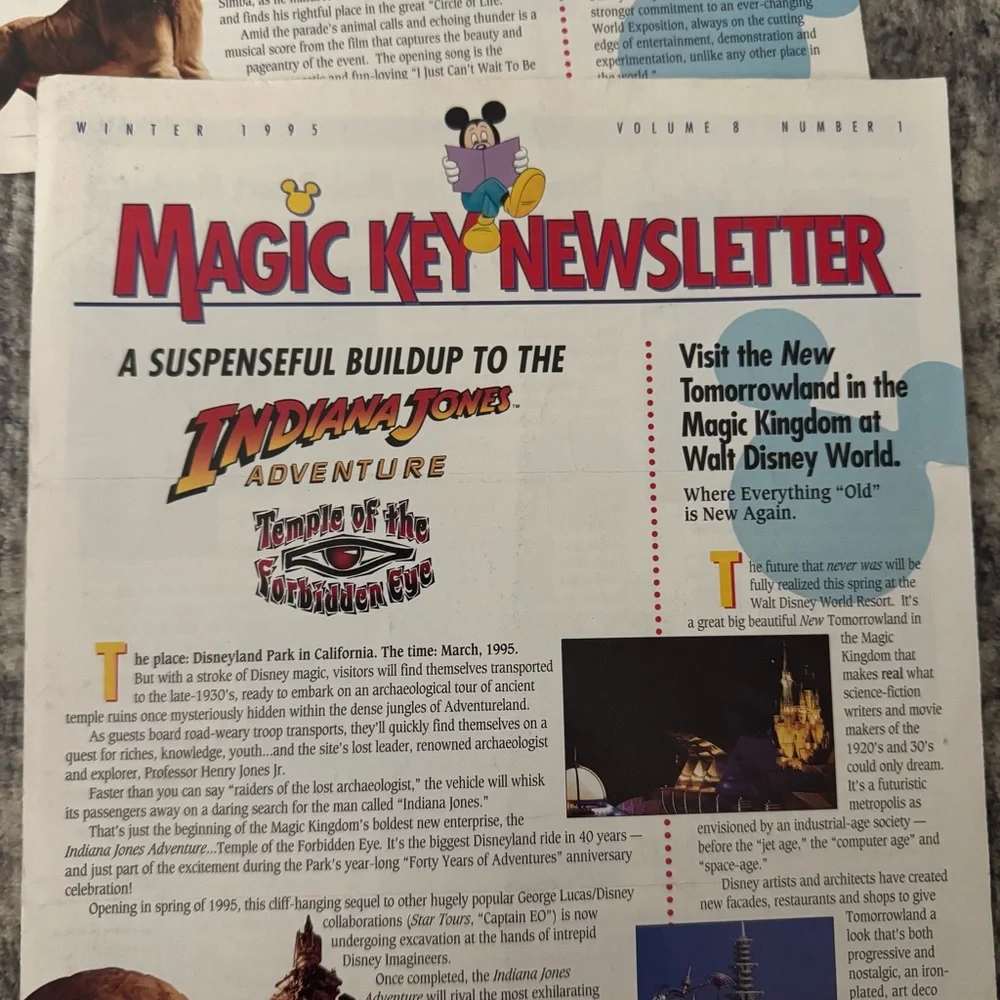 Disney Magic Key Newsletter Lot of 4 Issues 1994 & 1995‎ Vintage